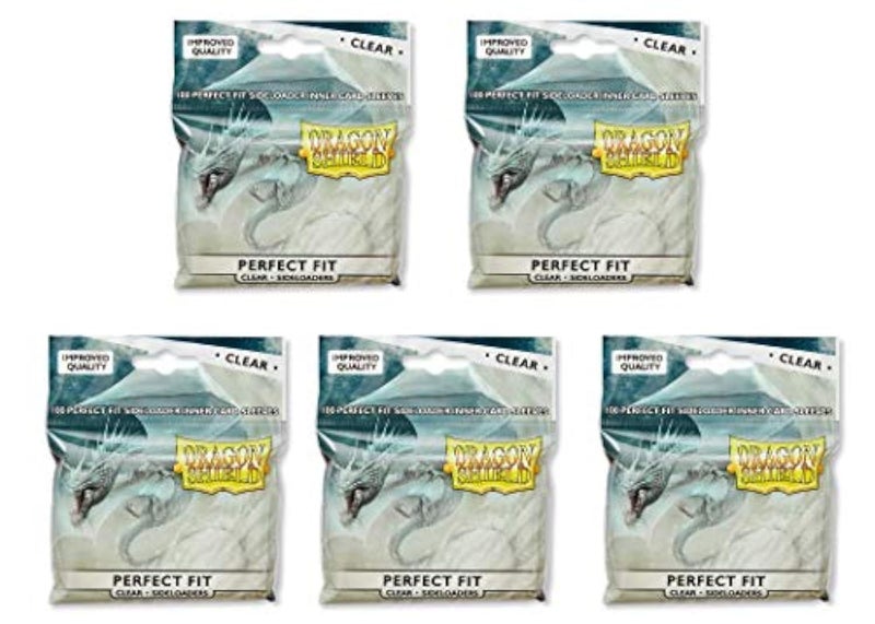 dragon shield 5 Packs Dragon Shield Inner Sleeve Sideloader Clear Standard Size 100 ct Card Sleeves Value Bundle! - Image 1